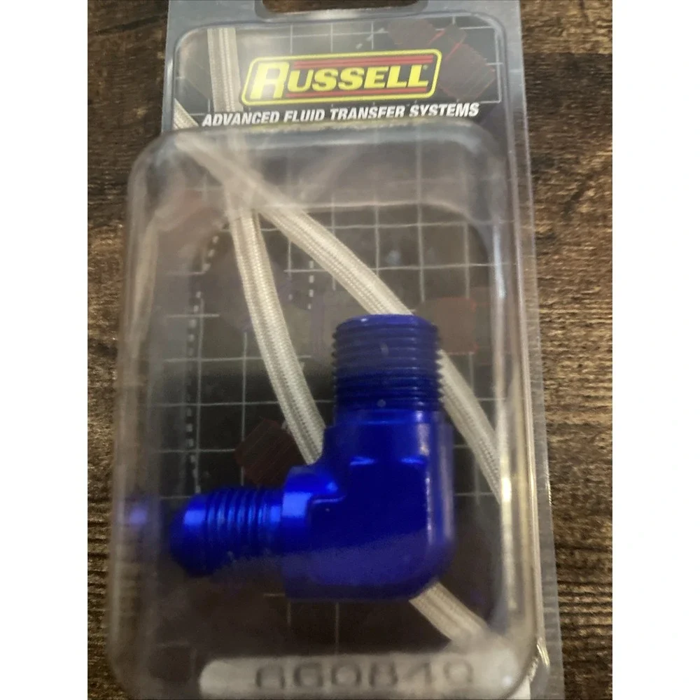 Russell 660840 Blue 90° Male Adapter AN6 6AN Flare to 3/8 NPT